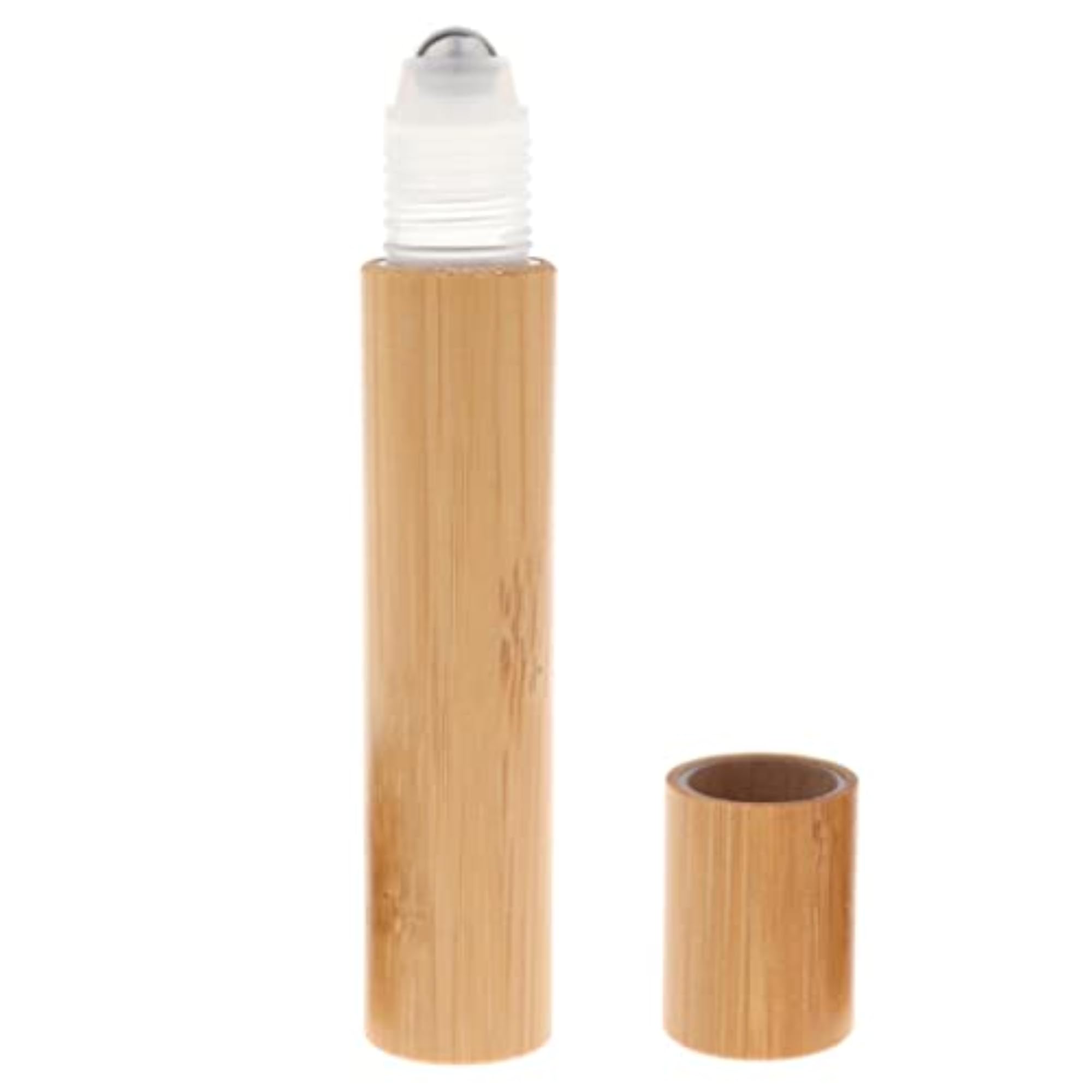 2x Bamboo Refillable Empty Essential Oil Makeup Roll On Bottles